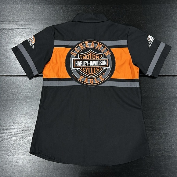 Harley-Davidson Screamin Eagle Women’s Button Up Embroidered Shop Shirt - Small - Picture 1 of 10